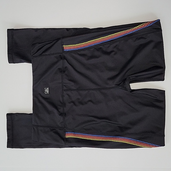 C&C California Black Rainbow Dot Mesh Legging Pants Bottoms Stretch Colorful M - Picture 2 of 10